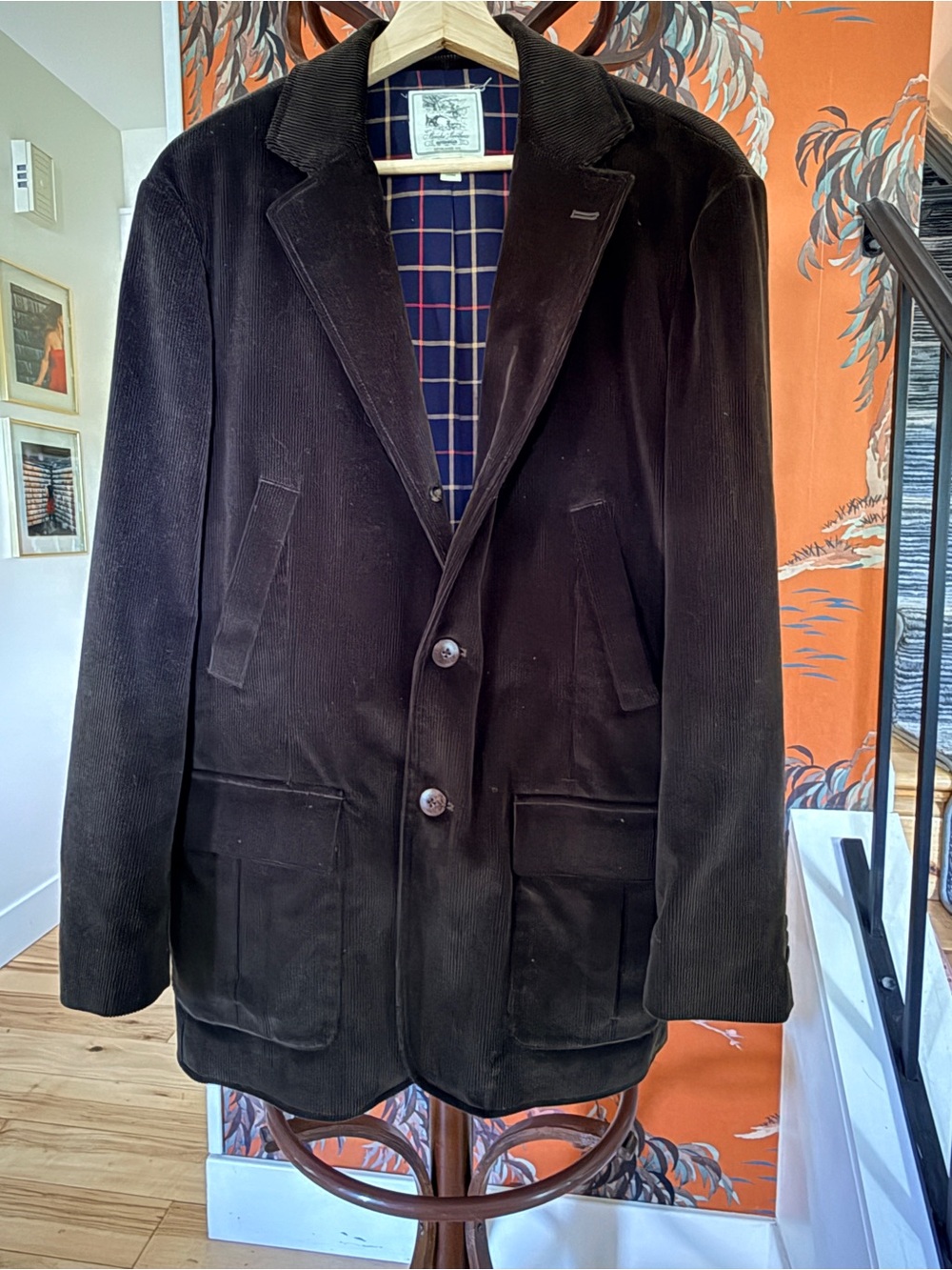 Brooks Brothers Navy Plaid Lined Outerwear Jacket